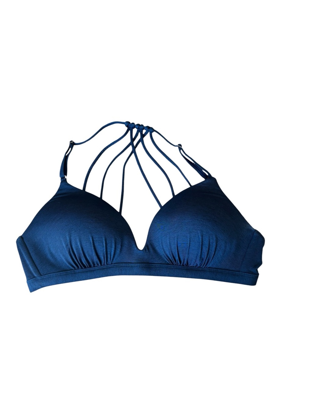 Athleta blue strappy back bikini top